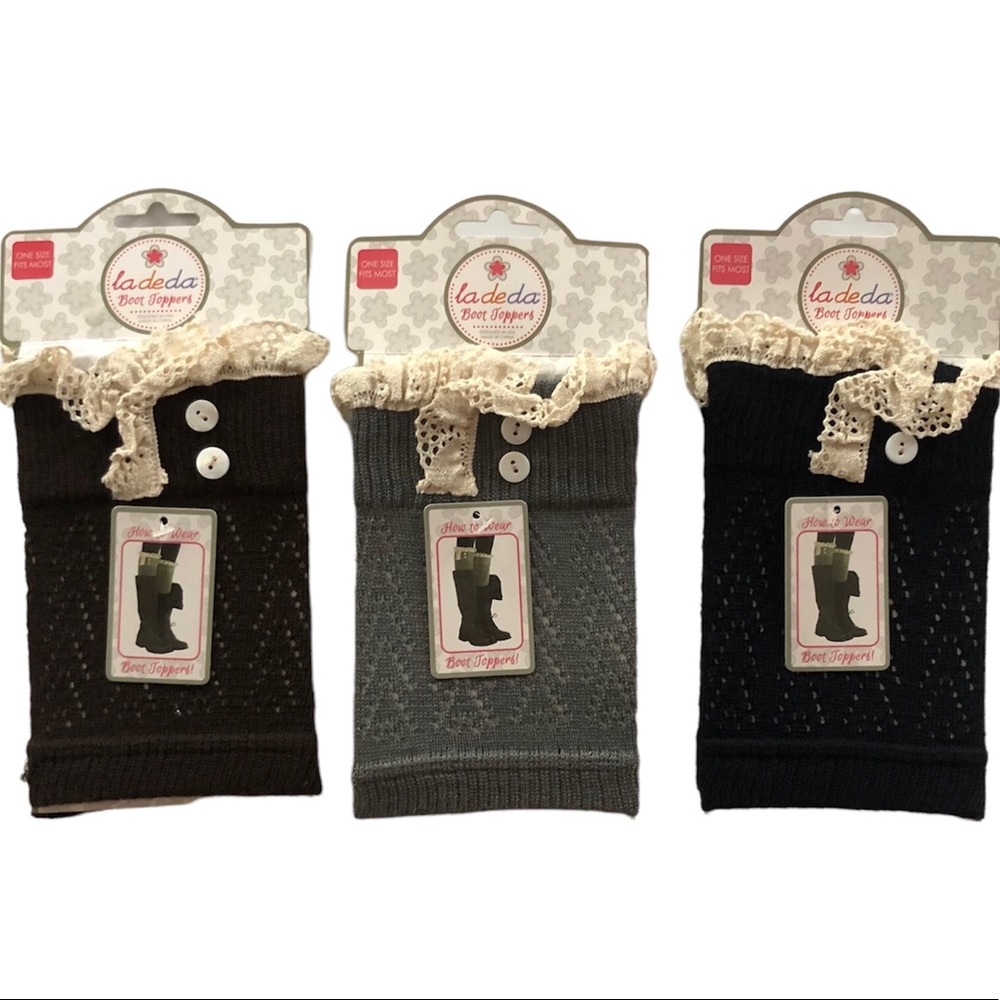🆕 (3 PCs) Bundle Lace Trim Boot Toppers